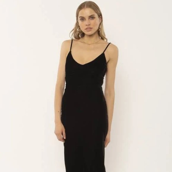 AMUSE SOCIETY Verona knit Black Velvet Dress SIZE L - Picture 2 of 3